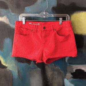 Madewell Red Stretch Cotton Short Shorts sz 28